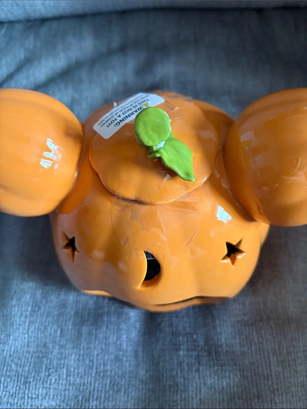 Disney Ceramic Pumpkin Lantern with Star & Moon Cutouts